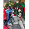 Image 3 :  collection of Christmas decorations carline burlap a vintage plastic candle blowup Santa solar ligh