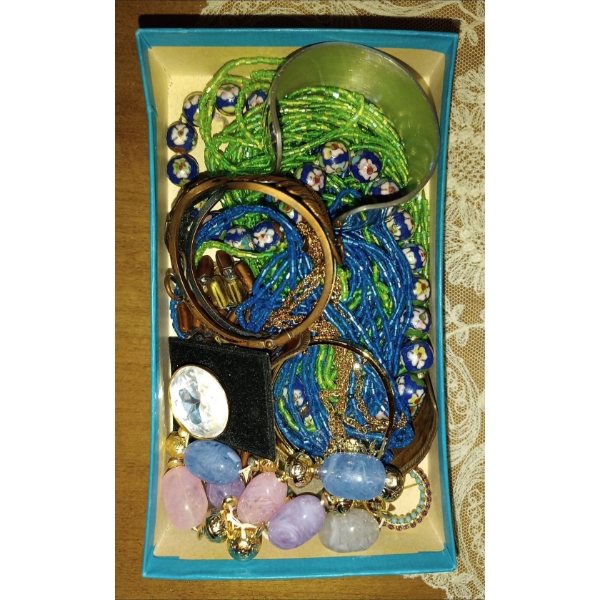 Assortment of  Bracelets, Earrings, Necklaces  Box of Costume Vintage Jewelry & Accessories