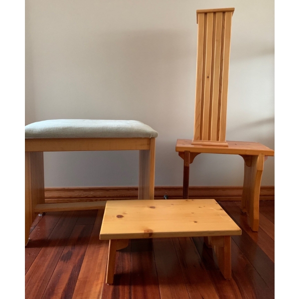 Wooden Stools & More - Largest Stool is 21W, 17T 