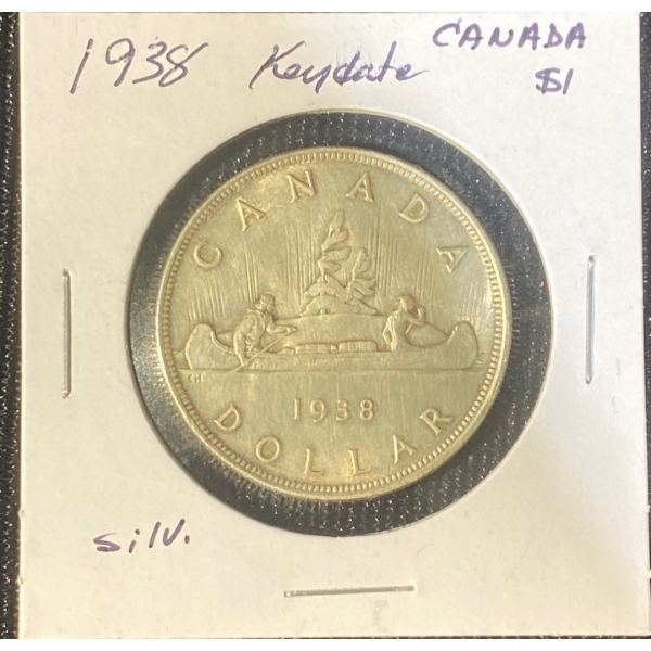 1938 Canadian Dollar 80% Silver 23.33 Grams 