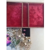 Image 4 : Wooden Jewelry Box w/ Velvet Lining and Assorted Fashion Jewelry 