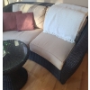 Image 3 : Wicker Look Two Seat Sofa 76 W, 35 D, 34 T and Table w/ Glass Topper 24" Diameter, 22 T