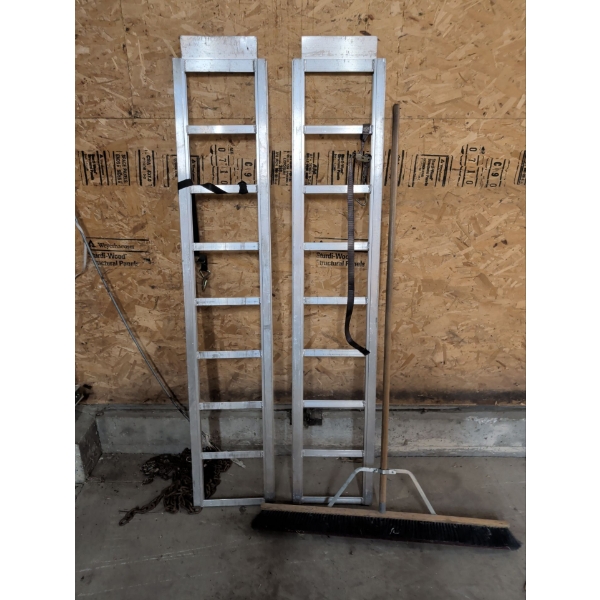 Heavy Duty Equipment Ramps w/ Shop Broom & Chain
