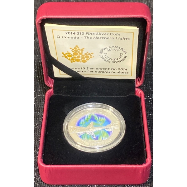 2014 $10 The Northern Lights Fine Silver Coin 15.87 Grams