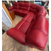 Image 1 : Red Leather Sectional Reclining Sofa with Console