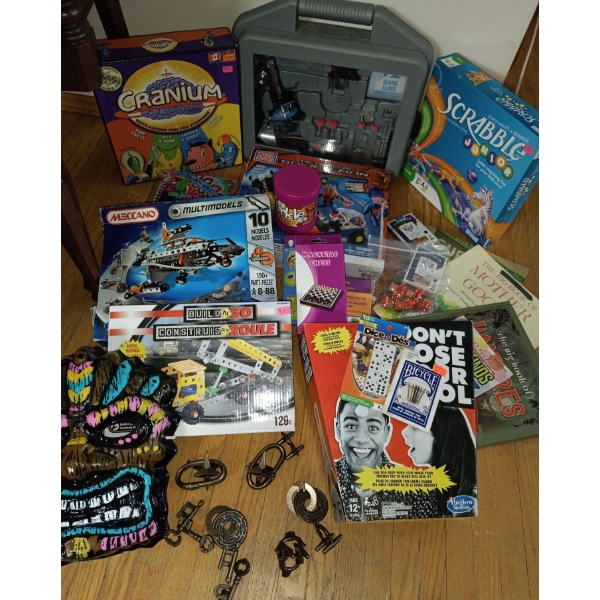 Bundle Of Vintage Games & Toys w/ Microscope & Puzzle Games