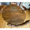 Image 2 : Antique Claw Foot Tiger Oak Table 44x54x31 w/ Leaf Hand Carved 4 Spindle Chairs 