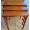 Image 1 : Mid Century Teak Nesting Tables (3) w/ Decorative Bohemian Tile Accent 