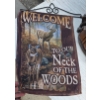 Image 3 : Rustic Decor Lot Featuring Wooden Basket, Metal Sign, and Hardware