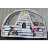 Image 3 : Multi Purpose Shelf w/ Resin Panda Figurine & Cottage Rattan Art  36x17x30