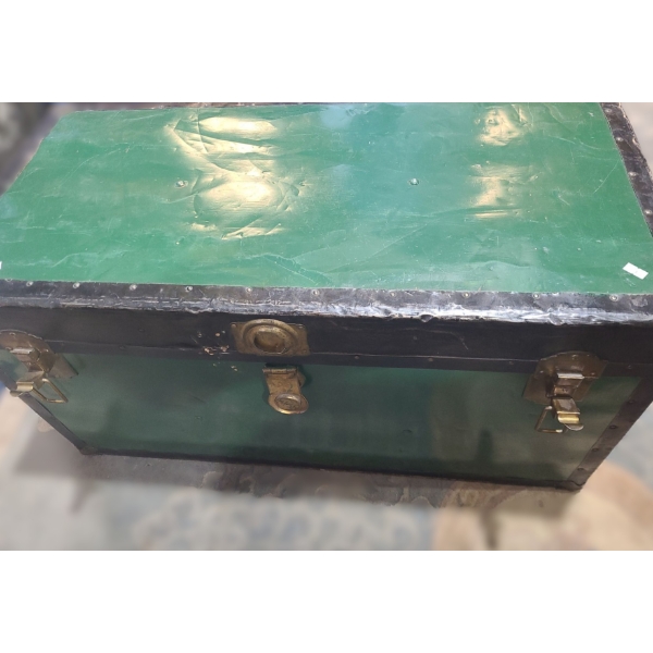 Vintage Steamer Trunk w/ Green Exterior 36 W, 18 D,  19 T