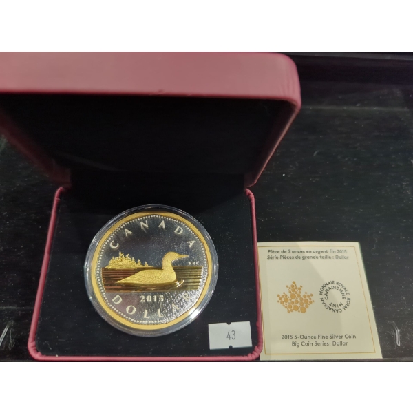 2015 Big Coin Series: $1 Coin (Loon) Proof Silver 99.99% 5oz