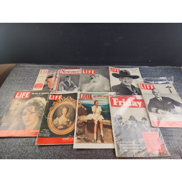 Vintage 1940s- 1960s Publications of LIFE, Newsweek and LOOK Magazines. Great Collection!