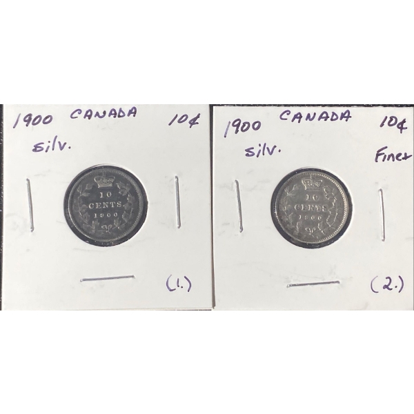 1900 Canadian Dimes 92.5% Silver 2.33 Grams Each
