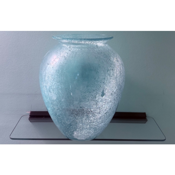 Large Crackled Glass Vase with Unique Texture