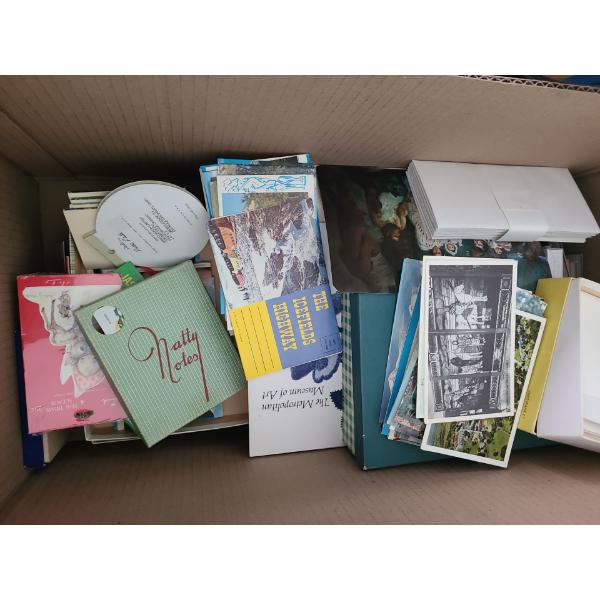 Huge Assortment of Postcards, Vintage Greeting Cards and Miscellaneous Office Supplies 