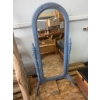 Image 1 : Blue Painted Wooden Cheval Mirror with Turned Posts