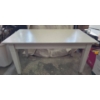 Image 2 : White Rectangular Table with Red and Clear Glass Vase