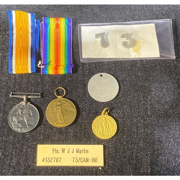 PTE. W.J.J. MARTIN. 73-CAN. INF. 132787 Medals & Dog Tag 