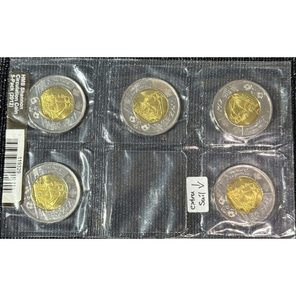2012 $2 HMS Shannon Circulation Coin 5-Pack