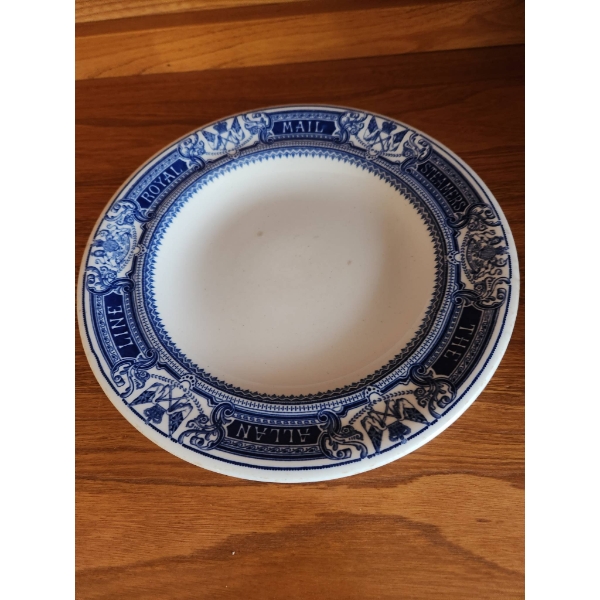Allen Line Royal Mail Steamers 9-Inch Plate Salvaged from Castilian Shipwreck, 1899