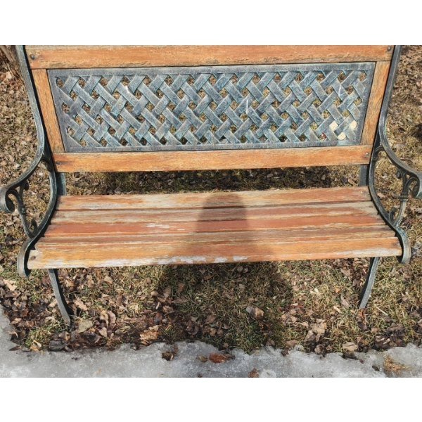 Two Seater Metal and Wood Garden Bench 50 W, 26 D, 31 T 