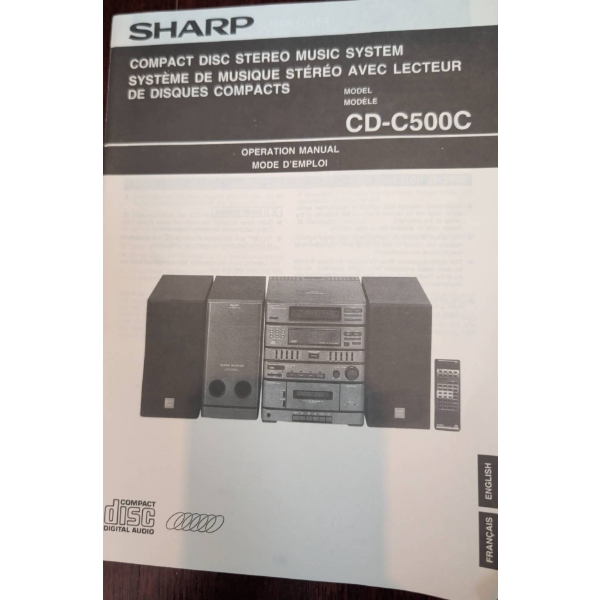 Sharp CD-C500C Compact Disc Stereo Music System with Speakers and Manual