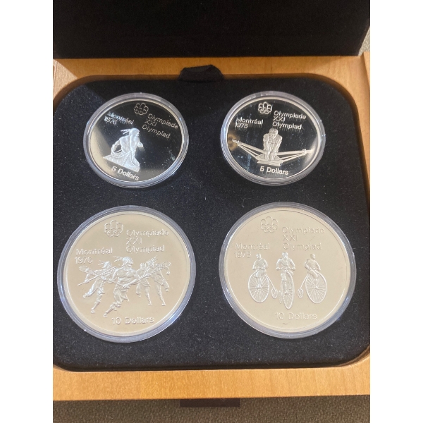 4 Canadian Montreal 1976 Olympic Silver Coins with Presentation Box