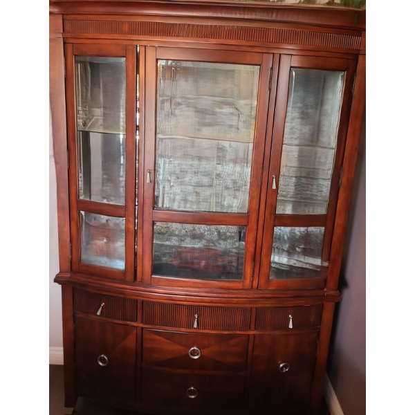 China Cabinet w/ 3 Upper Display Shelves, 5 Drawers and 2 Lower Cabinets 57 W, 18 D, 82 T