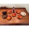 Image 1 : Vietnamese Red Lacquer Saucer, African Wooden Bowls, Ikinobo plate, Vietnamese Water Puppet