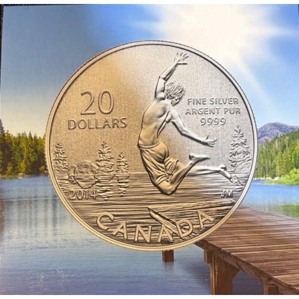 2014 $20 Summertime Fine Silver Coin 7.96 Grams