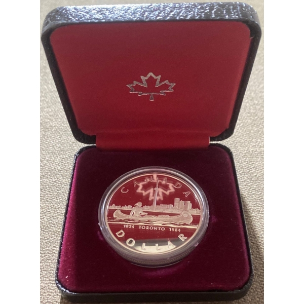 1984 150th Anniversary of Toronto Proof Dollar 50% Silver 23.33 Grams