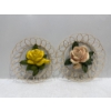 Image 1 : Chalk Flowers, Yellow and Pink Coloured Roses with Wire Framing