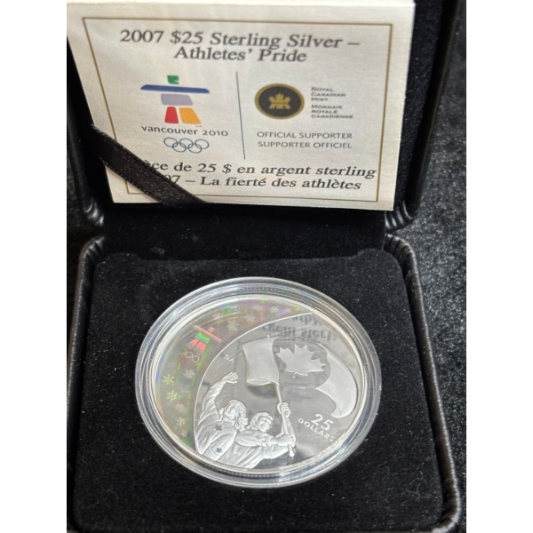 2007 $25 Vancouver 2010 Olympic Winter Games: Athletes' Pride - Sterling Silver Hologram Coin 27.78g