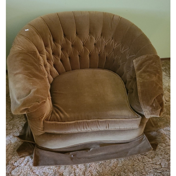 Tufted Upholstery- Chair 37 W, 34 D, 23 T- Foot Base Broken 
