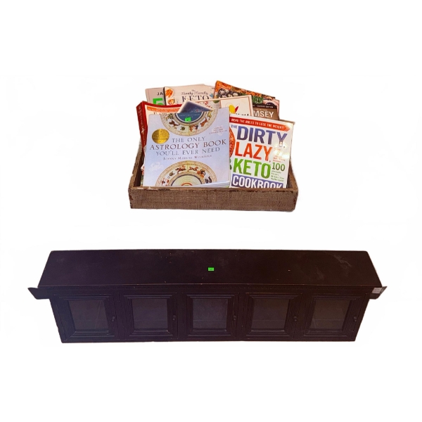 Books and Black Wall Shelf Cabinet
