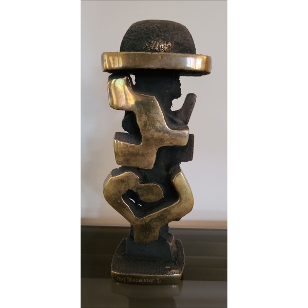 Brass Oriental Lettering Candlestick (Good Weight to It) - 9T 