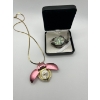 Image 1 : Vintage mina deluxe Swiss 17 jewels Swiss made lady bug case pendant watch, vintage modernist silver