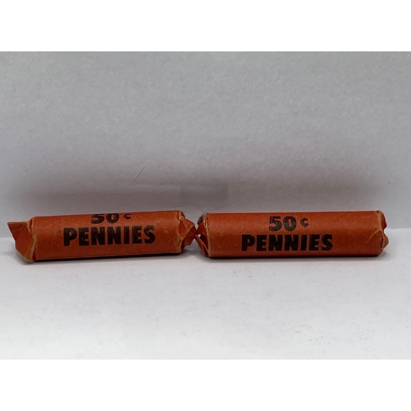 2 50 cent Rolls of Pennies