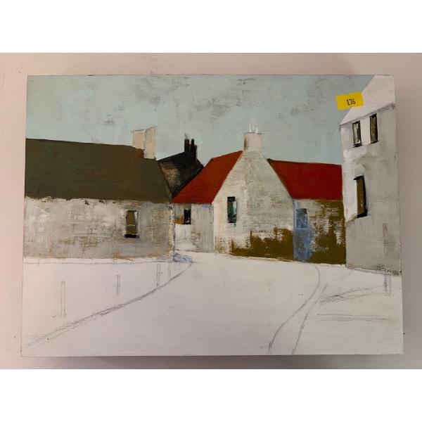 Joanna Drummond Oil On Board House Winter 9 x 12