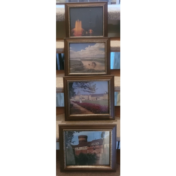 Set of 4 Framed Wallpaper Prints -- 11x13 Each 