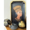 Image 2 : Egyptian Queen Nefertari Tray w/ Hand Carved Coaster Set Souvenir Bell & More 