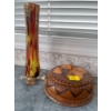 Image 4 : Ambre Art Glass w/ Hand Carved Trinket Box & More 9W