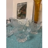 Image 2 : Assortment of decorative glassware, including a tall amber vase and various crystal pieces. Art piec