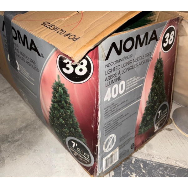NOMA 38 - Indoor Lighted Long Needle Christmas Tree w/ Decorative Banner