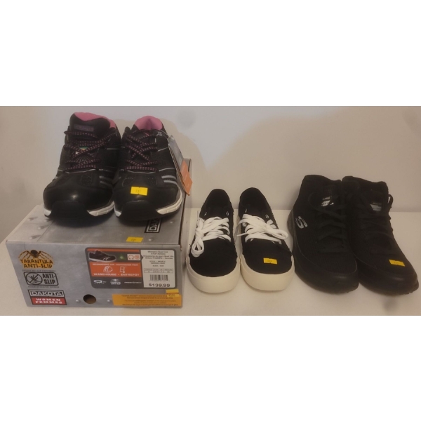 Three Pairs Of Size 8-9 Woman's Street ware Shoes For Rain Or Shine  Sketchers Dakota & more