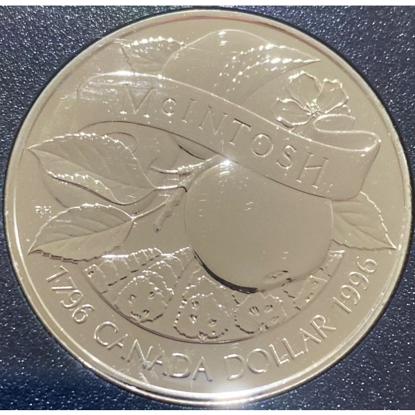 1996 Mcintosh Apple Proof Coin 92.5% Silver 25.175 Grams