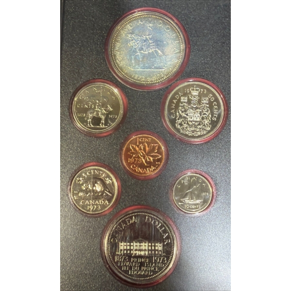 1973 Canadian Specimen Set With 50% Silver Dollar 23.33 Grams