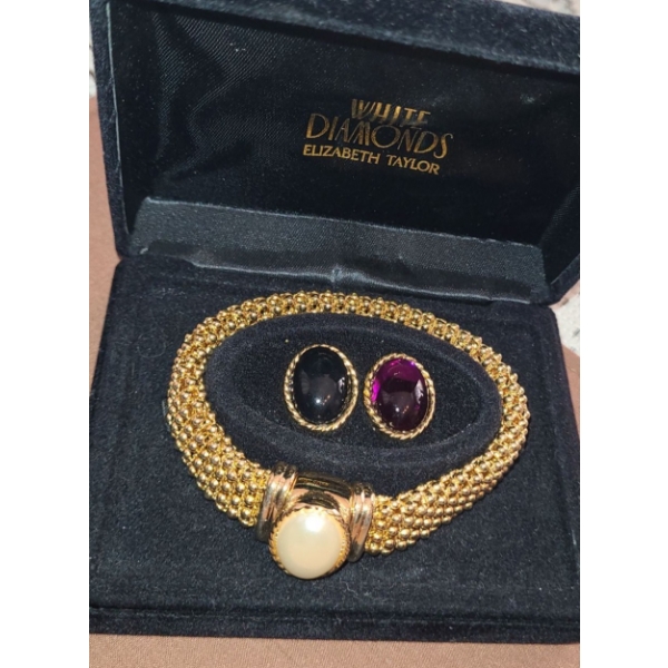 Elizabeth Taylor "White Diamonds" Fashion Line Bracelet w/ Interchangeable Stones 