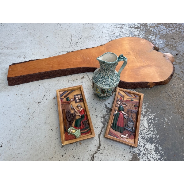 Decor Pieces Incl. Vase By Bobbi P.  w/ Wooden Board 